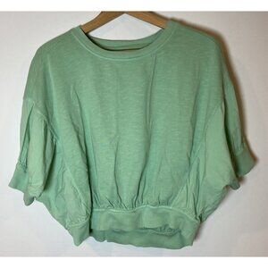 Pilcro and the Letterpress Batwing Sweatshirt Shirt Crop Green Small S